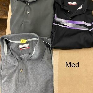 Grand Slam Men's Polo Shirt Trio - Gray and Black